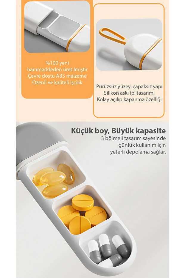 3 Bölmeli Mini Hap,İlaç Seyahat Kutusu - BPA İçermez